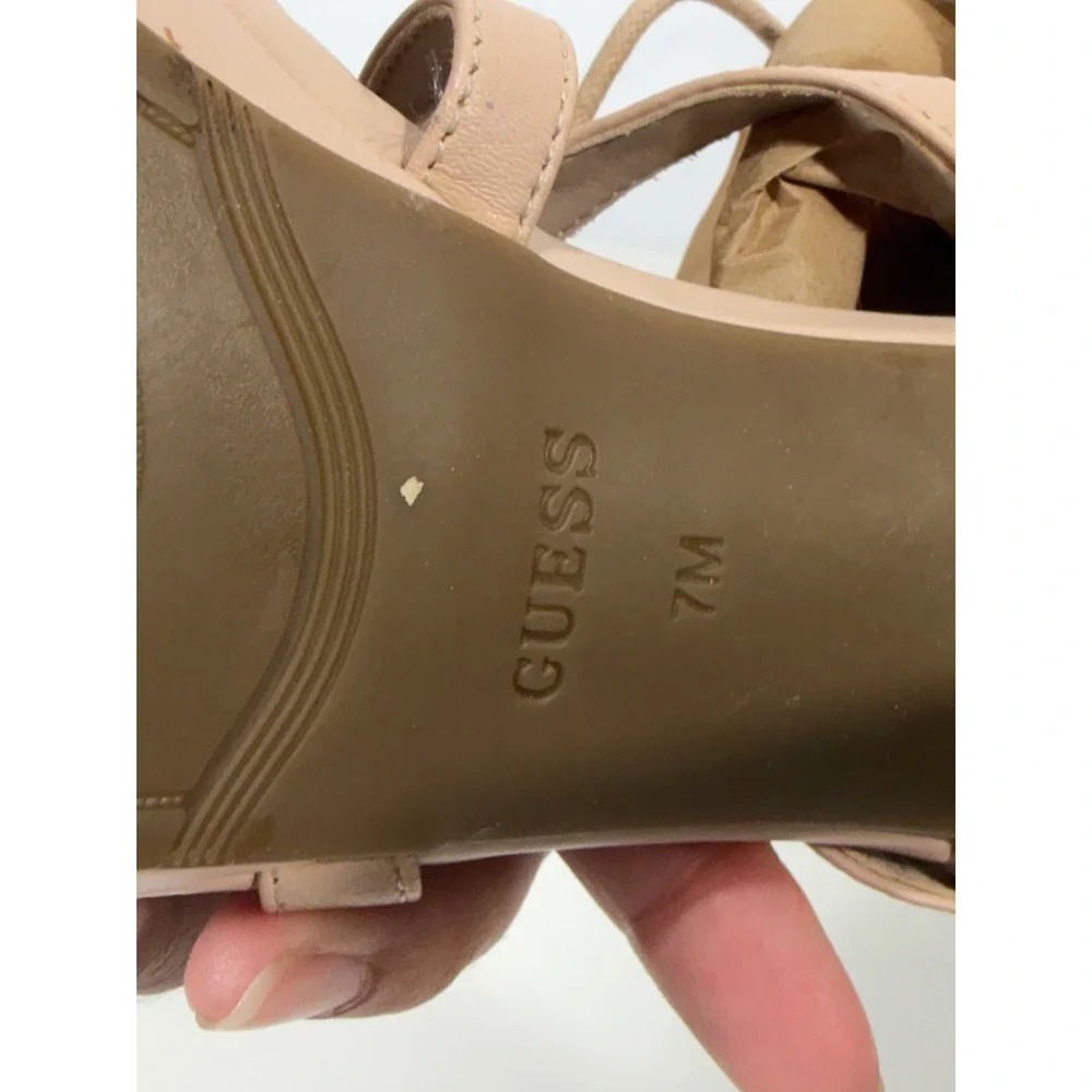 Guess Nude‎ Beige Lace Up Platform Gladiator Stiletto Heels Sandals Womens Sz 7M